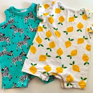 Hanna Andersson Short-Sleeve Shortie Onesies • Size 3-6 months